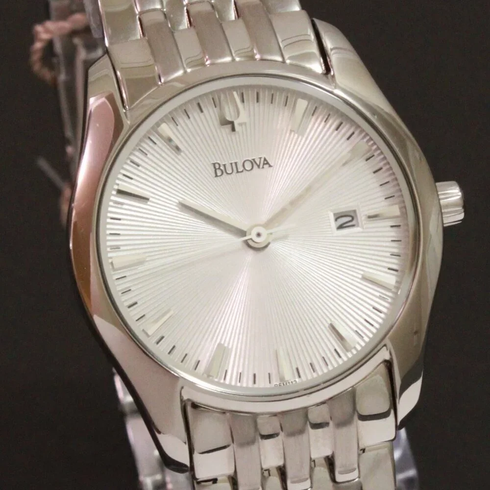 Bulova Ladies Classic Watch Silver Textured Dial Raised Indices Stainless 29mm - Picture 8 of 13